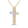 Image 2 : Round Diamond Cross Pendant 1/2 Cttw 14KT Yellow Gold
