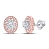 Image 1 : Oval Diamond Halo Earrings 1/2 Cttw 14KT Two-tone Gold