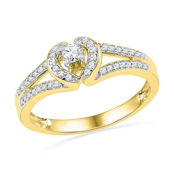Round Diamond Heart Promise Ring 1/4 Cttw 10KT Yellow Gold