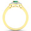 Image 2 : Natural 0.78 CTW Zambian Emerald & Diamond Ring 14K Yellow Gold - REF-37F9N