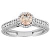 Image 1 : 0.94 CTW Morganite & Diamond Ring 14K White Gold - REF-60N3Y