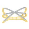 Image 1 : Round Diamond Crossover Band Ring 1/5 Cttw 10KT Yellow Gold