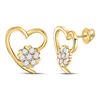 Image 1 : Round Diamond Heart Earrings 1/5 Cttw 10KT Yellow Gold
