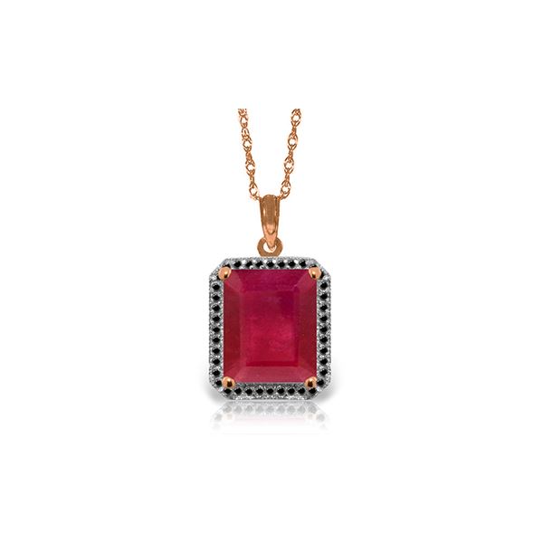 Genuine 7.45 ctw Ruby & Black Diamond Necklace 14KT Rose Gold - REF-105W5Y