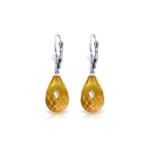 Genuine 14 ctw Citrine Earrings 14KT White Gold - REF-28Z5N