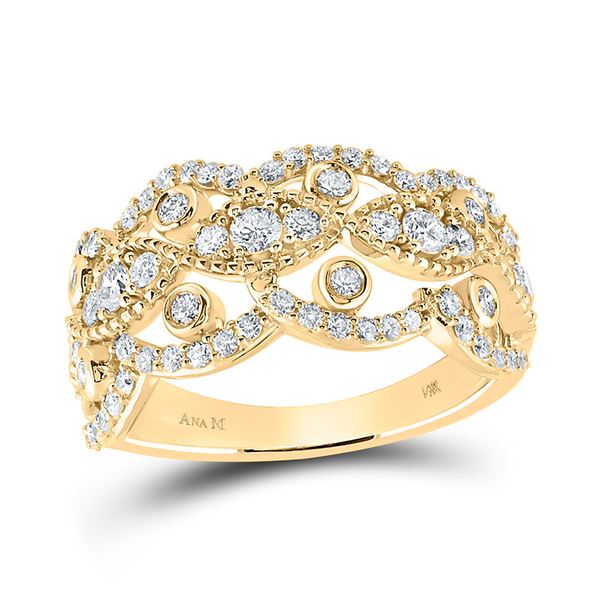 Round Diamond Rounded Edge Band Ring 1 Cttw 14KT Yellow Gold