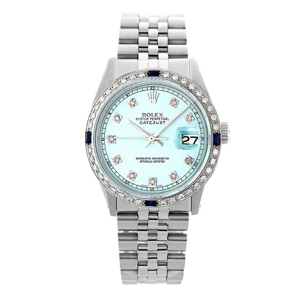 Rolex Pre-owned 36mm Mens Ice Blue Dial Stainless Steel