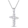 Image 2 : Round Diamond Cross Religious Pendant 1/4 Cttw 14KT White Gold