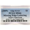 Image 3 : ERROR 2009 NATIVE AMERICAN DOLLAR MISSING EDGE