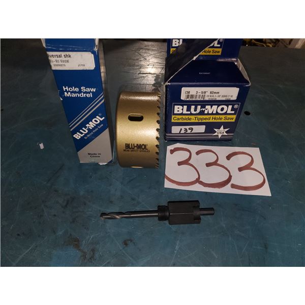 Blu-Mol Carbide Tipped Hole Saw 3"5/8 with Mandrel 1/4"