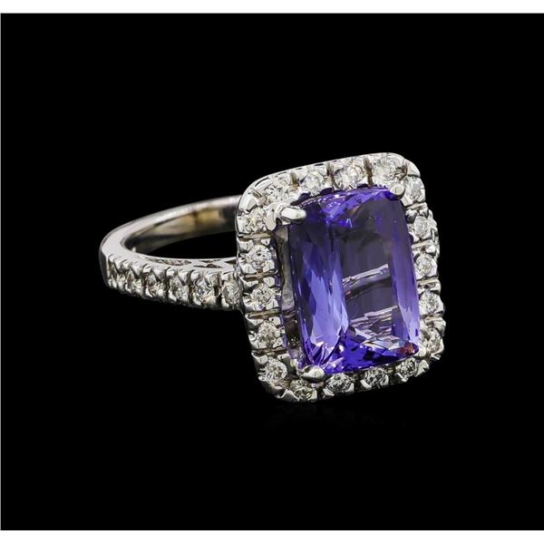 4.03 ctw Tanzanite and Diamond Ring - 14KT White Gold