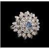 Image 1 : 2.28 ctw Fancy Greenish Blue Diamond Ring - 14KT White Gold