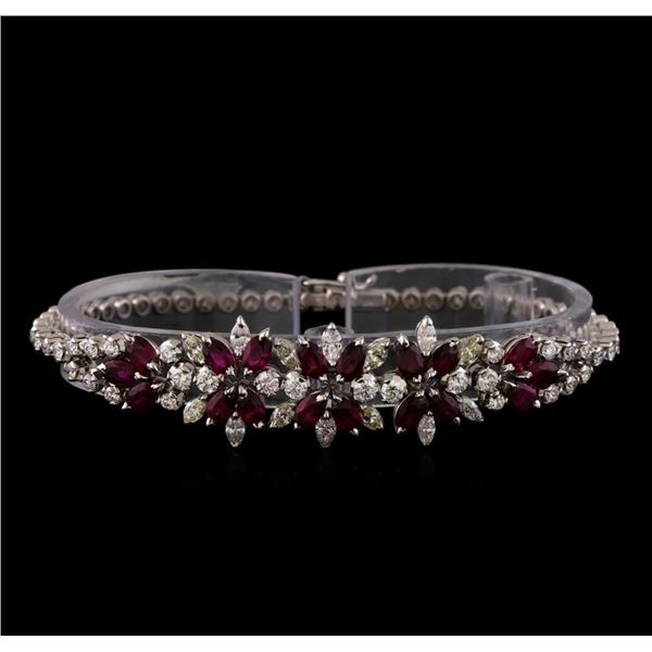 3.96 ctw Ruby and Diamond Bracelet - 18KT White Gold