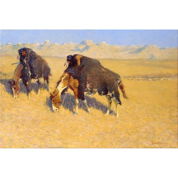 Frederic Sackrider Remington  - Indians Simulating Buffalo