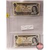 Image 1 : Canada $1 Bills 1973 (2 Sequential) : Crow/Bouey BCR4900098/4900099 (See Pics for Signatures/Serial 
