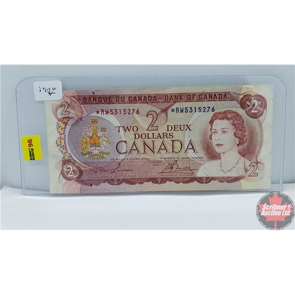 Canada $2 Bill 1974 *Replacement : Lawson/Bouey *RW5315276 (See Pics for Signatures/Serial Numbers)