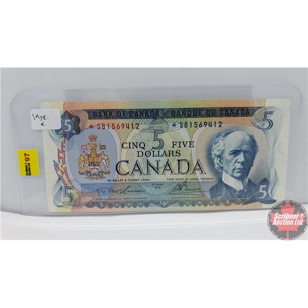 Canada $5 Bill 1972 *Replacement : Lawson/Bouey *SB1569412 (See Pics for Signatures/Serial Numbers)