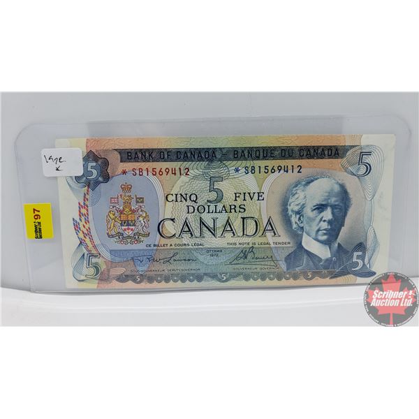 Canada $5 Bill 1972 *Replacement : Lawson/Bouey *SB1569412 (See Pics for Signatures/Serial Numbers)