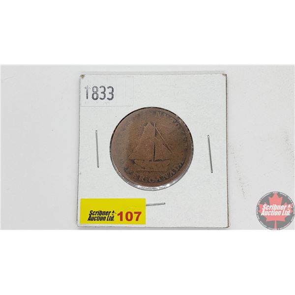 Upper Canada Bank Token 1833 To Facilitate Trade