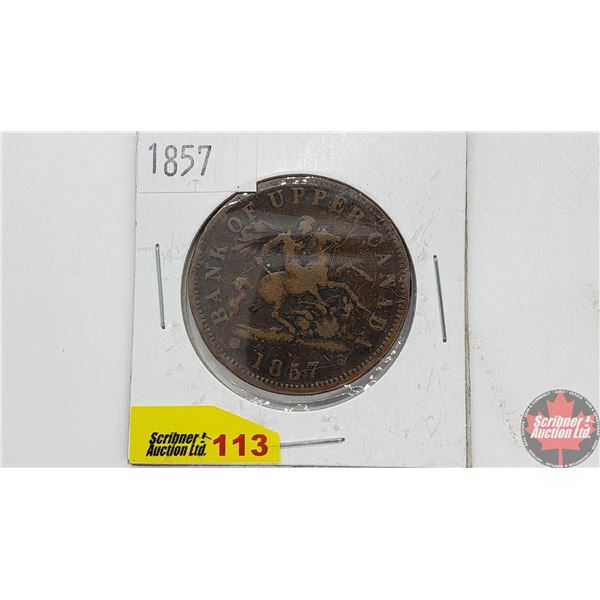 Bank of Upper Canada One Penny 1857 Bank Token