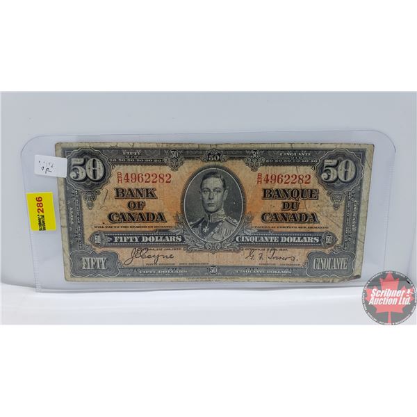 Canada $50 Bill 1937 (Coyne/Towers BH4962282) (See Pics for Signatures/Serial Numbers)