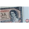 Image 2 : Canada $2 Bill 1954DF "Devil's Face" (Beattie/Coyne GB6466004) (See Pics for Signatures/Serial Numbe