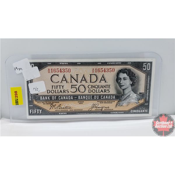 Canada $50 Bill 1954DF "Devil's Face" (Beattie/Coyne AH1654350) (See Pics for Signatures/Serial Numb