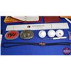 Image 5 : Tray Lot - IH Collectibles - Bolo Tie / Belt Buckle / Emblems / Salesman Notebooks / Playing Cards, 