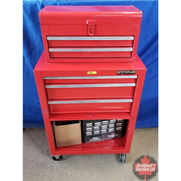 Waterloo Tool Chest  - Comes with and Assortment of Toy Tractor Parts / Small Drawer Organizer, etc.