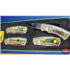 Image 2 : John Deere Lock Blade Pocket Knives in Gift Tin (4) (Each with Different JD Scene/Picture) (See Pics