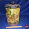 Image 1 : Metal 5 Gal Oil Pail w/Spout "Red Head Motor Oil" (16"H x 12" Dia)