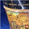 Image 3 : Metal 5 Gal Oil Pail - Dome Top w/Spout "Red Head Heavy Duty Motor Oil" (18"H x 12" Dia)