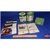 Image 1 : Tray Lot: John Deere Vintage Metal Recipe Box, Recipe Books Vol. 2 & 3 & JD Combines Tins (2)