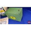 Image 2 : Tray Lot: John Deere Vintage Metal Recipe Box, Recipe Books Vol. 2 & 3 & JD Combines Tins (2)