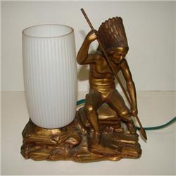 BRASS NATIVE AMERICAN LAMP