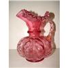 Image 1 : HAND BLOWN CRANBERRY GLASS PITCHER