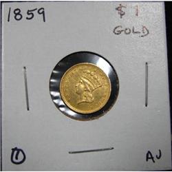 1859 $1 U.S. GOLD COIN