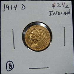 1914-D $2 ½ U.S. INDIAN GOLD COIN