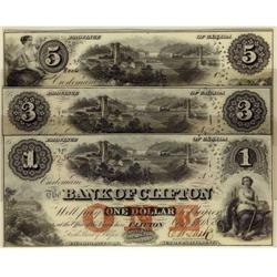 The Bank of Clifton 1859 $1, $3, $5