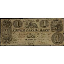 Lower Canada Bank 1837 $1 Nov. 4, Montreal si