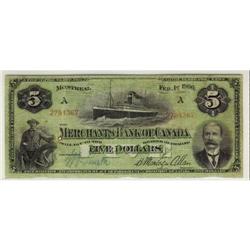 The Merchants Bank of Canada  1906 $5  CH-460