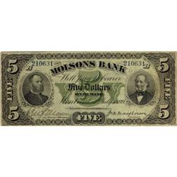 The Molsons Bank 1899 $5  CH-490-22-16 No.210