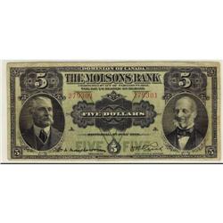 The Molsons Bank 1918 $5  CH-490-38-02 No.279