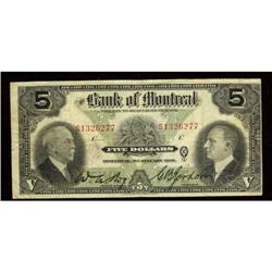 Bank of Montreal 1931 $5 S1326277  CH-505-58-