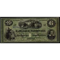 La Banque Nationale May, 28 1870 $6 CH-510-12