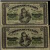 Image 1 : Lot of 2 1870 25¢ notes one plain and the other Ltr B