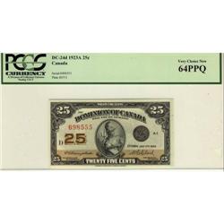 DC-24d 1923 25¢ 698555 PCGS UNC-64 PPQ