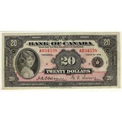 BC-9a 1935  $20 #A034538 large seal  F-VF. Br