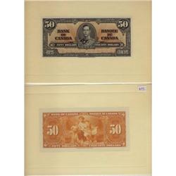 BC-26FP and BC-26Bp 1937 $50 Face and Back Pr