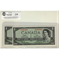 Lot of 2 notes  BC-29b 1954 $$1  DF M/A109346